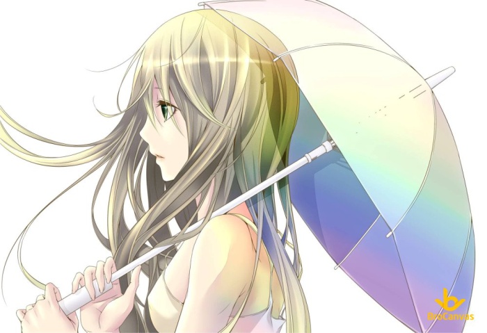 ảnh anime cô gái và chiếc ô sắc màu