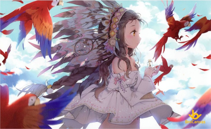 Ảnh anime nữa đẹp cô gái cùng đạt vẹt