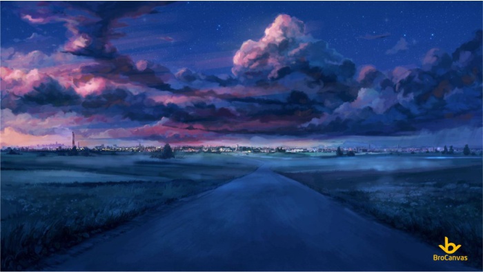 ảnh phong cảnh anime con đường chiều tà