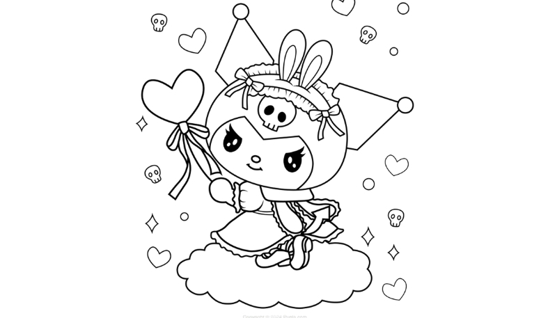 Ảnh kuromi màu hồng vui vẻ