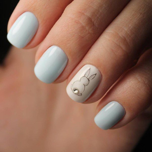 Nail màu pastel Thỏ Con