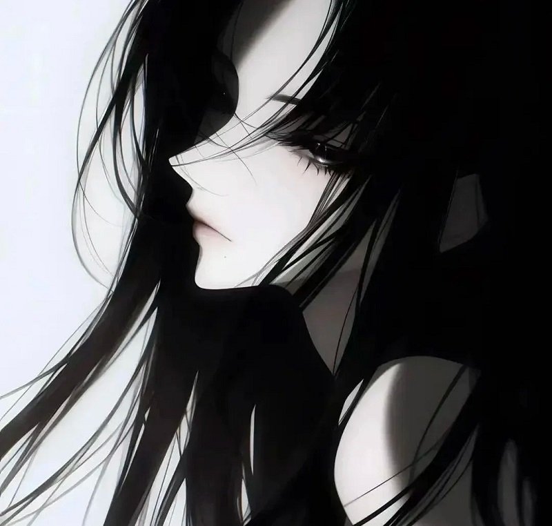 Avatar đôi anime đen trắng với phong cách bí ẩn