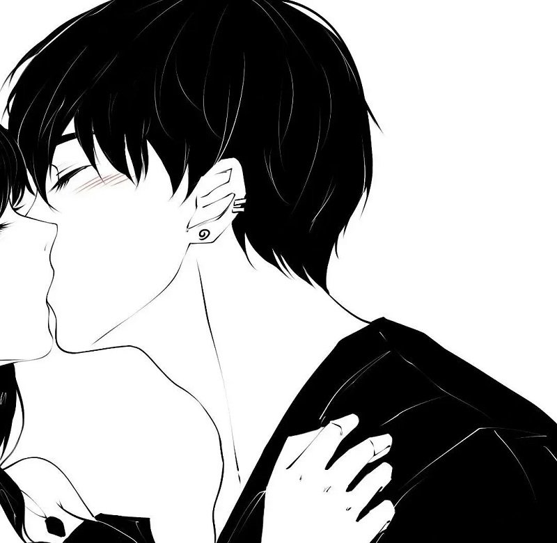 Avatar đôi anime đen trắng cho nam và nữ