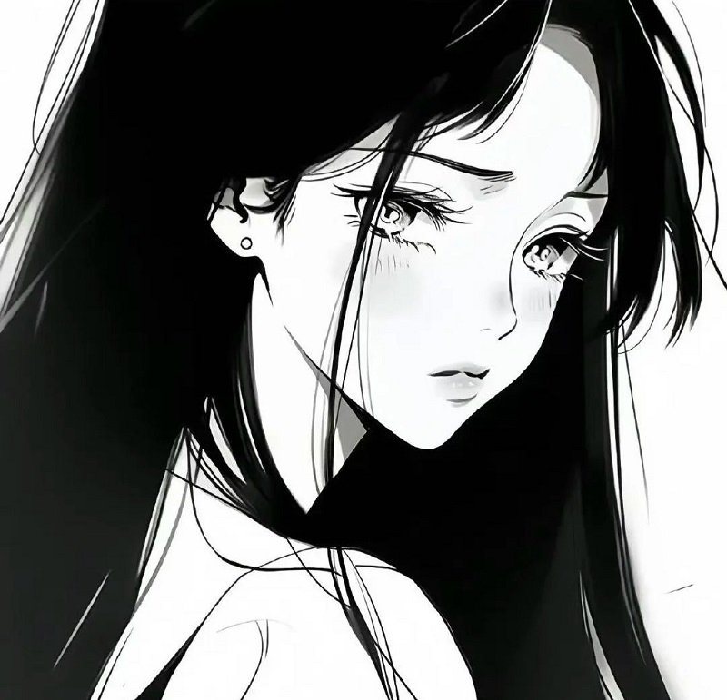 Hình avatar đôi anime đen trắng phong cách anime buồn