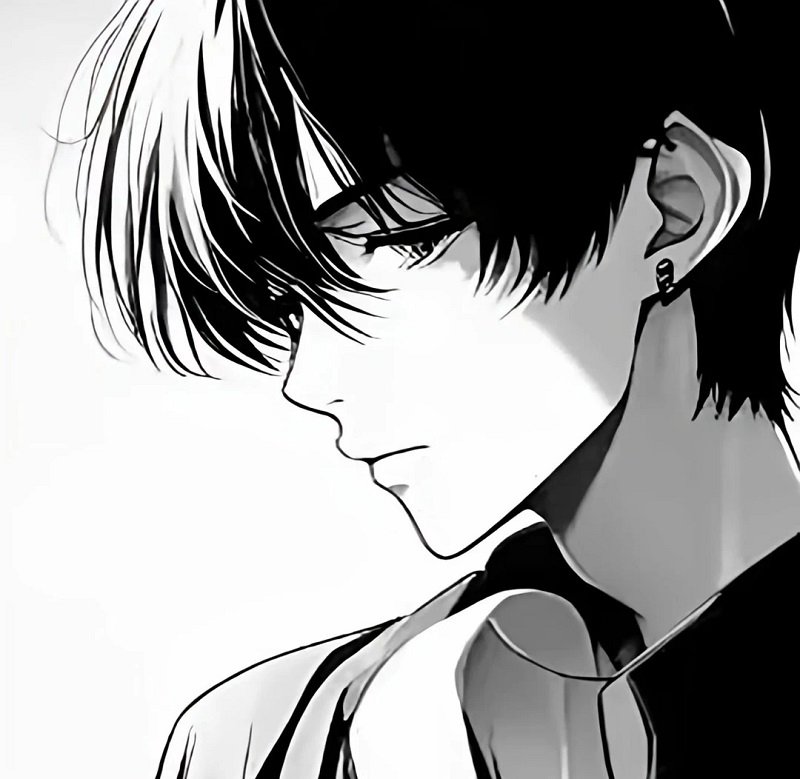 Avatar đôi anime đen trắng với thần thái lạnh lùng
