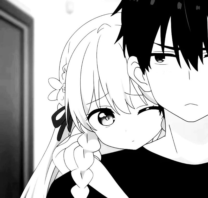 Hình avatar đôi anime đen trắng lạnh lùng