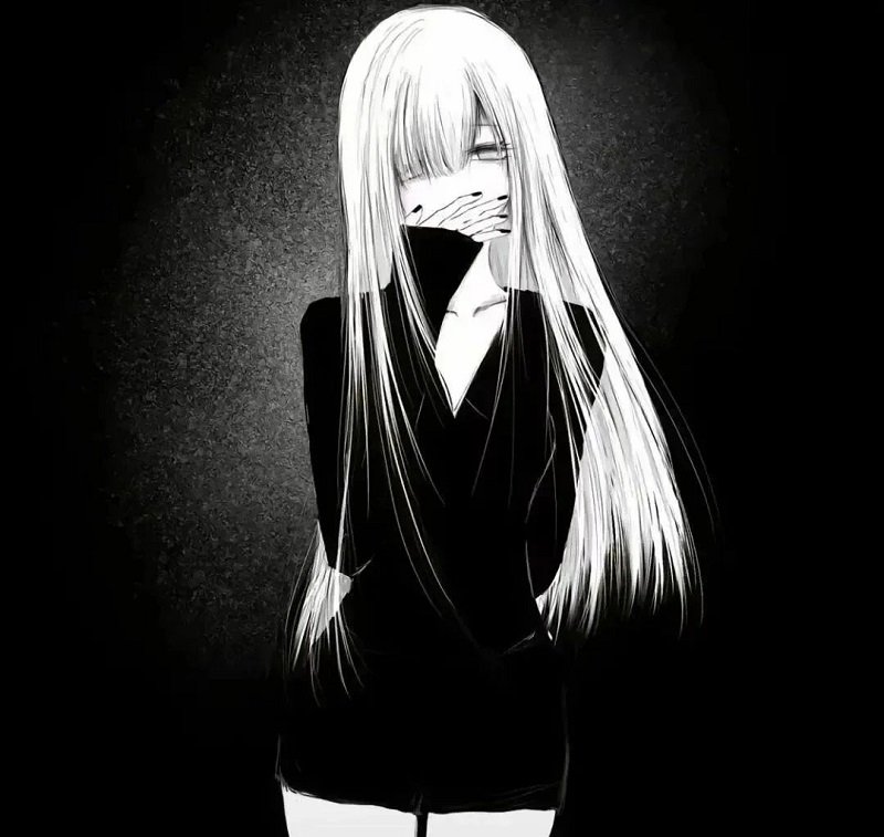 Hình avatar đôi anime đen trắng phong cách buồn