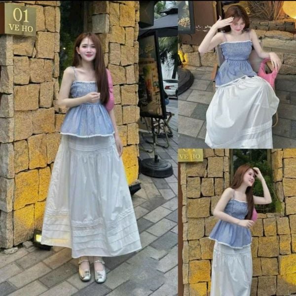 Cách phối đồ với chân váy xếp ly dài - áo croptop vừa phải