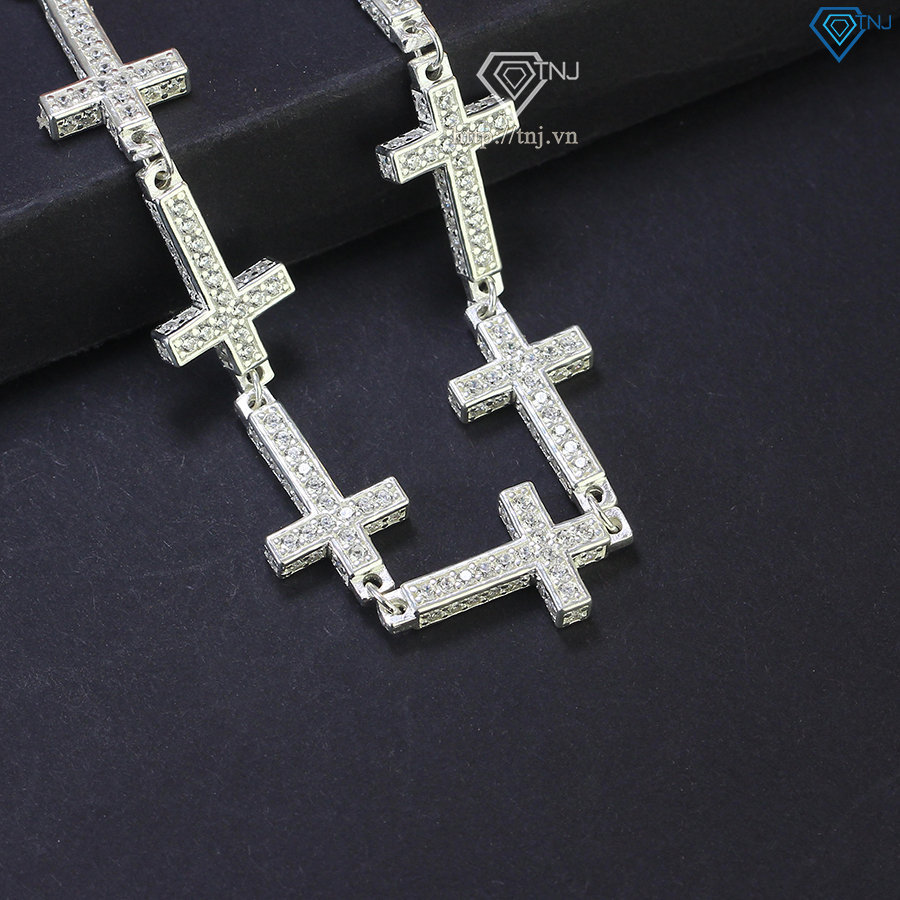 Lắc tay bạc nam hình thánh giá đính đá đẹp LTA0111