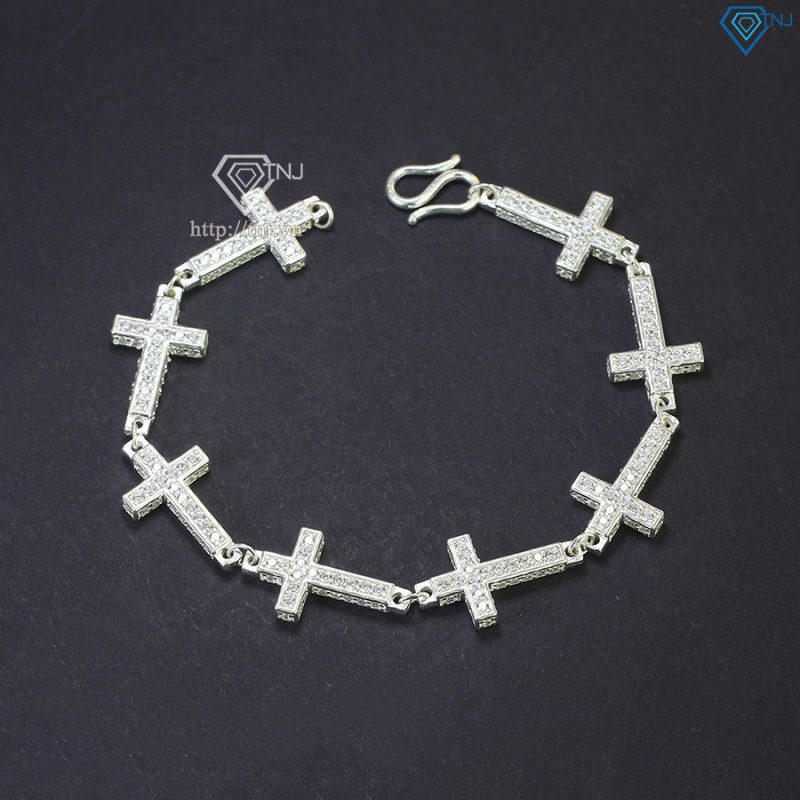 Lắc tay bạc nam hình thánh giá đính đá đẹp LTA0111