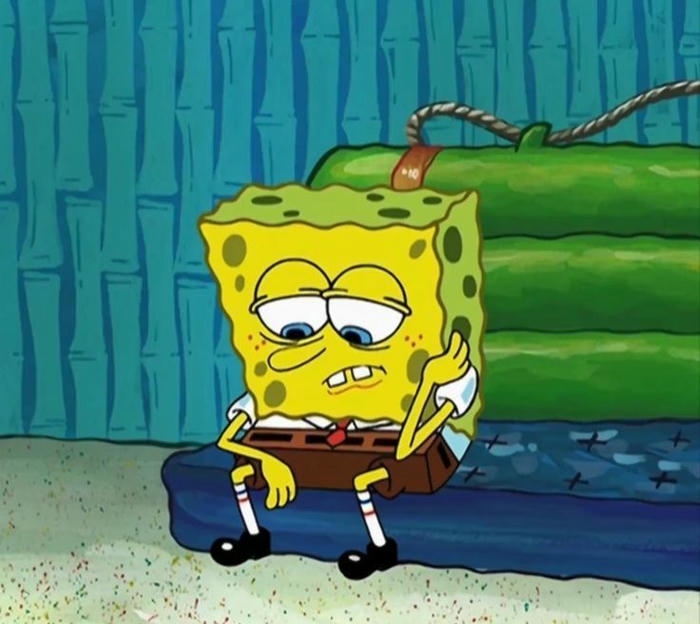 Meme buồn SpongeBob ngồi thẫn thờ một mình cô đơn