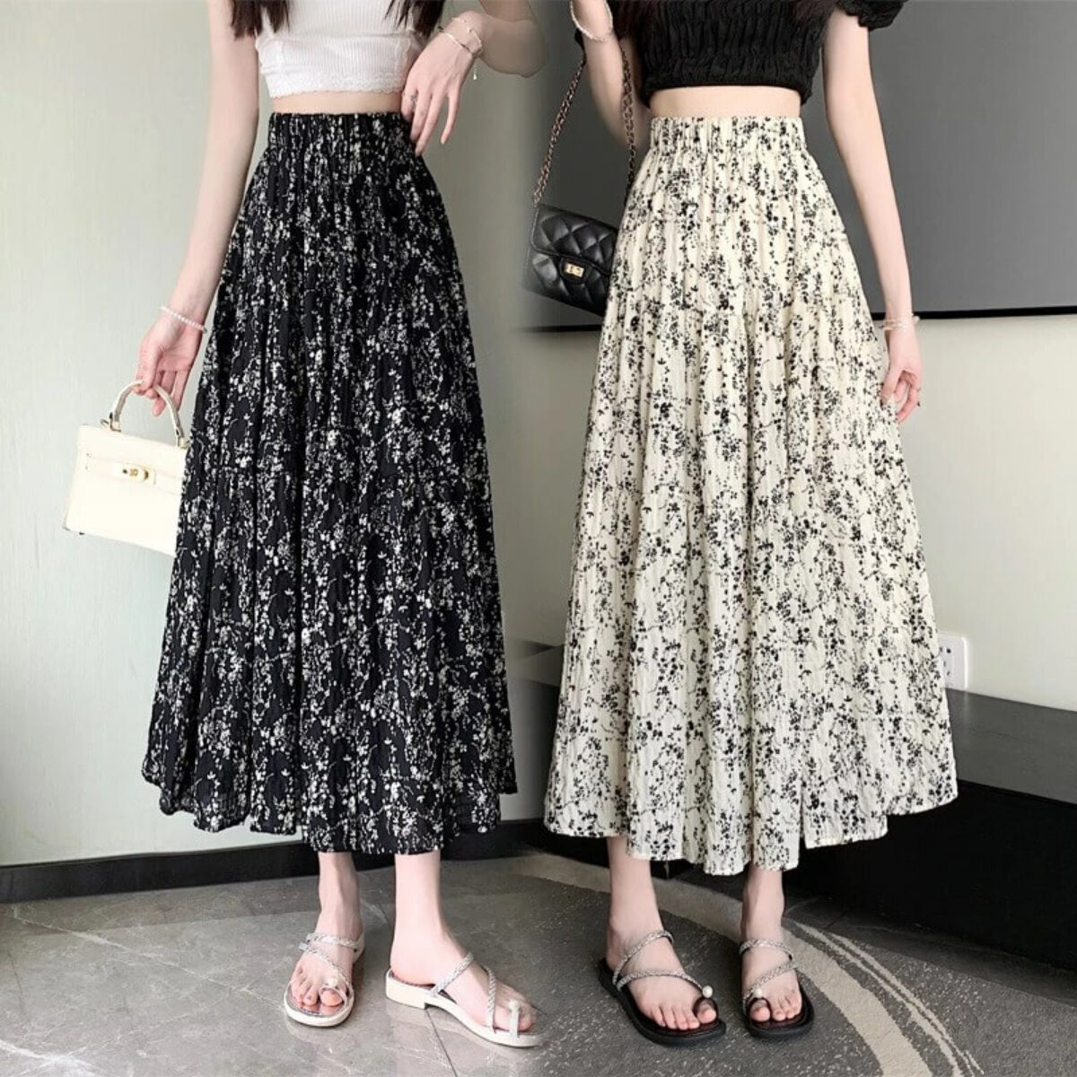 Cách mặc đẹp chân váy jean dài